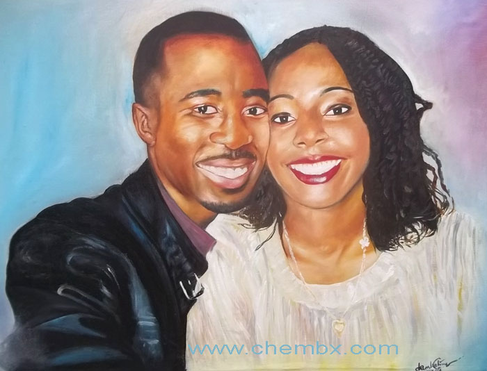happycouples portraitpainting of a legend in nigeria oilcolor on canvas by artistchembx